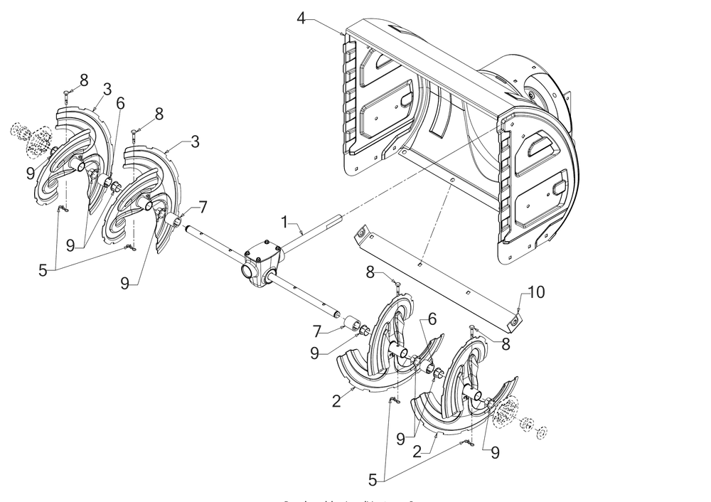 Auger Housing Diagram and Parts List for 2X24-INCHHP (31AM5BSR710)(2016) Cub Cadet Snow Blower